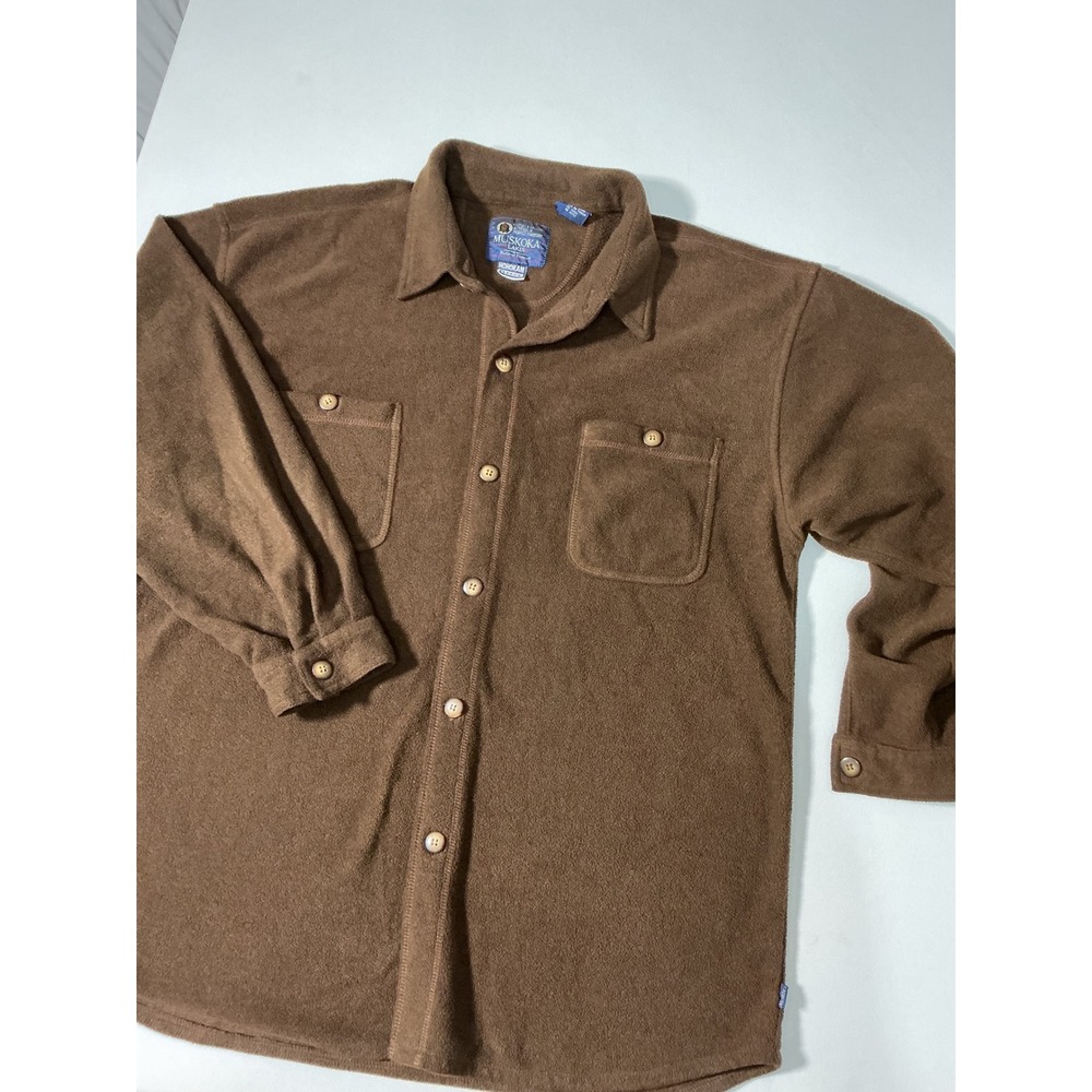 VTG 90s Muskoka Lakes Men's Fleece Shirt Jacket Brown Size L